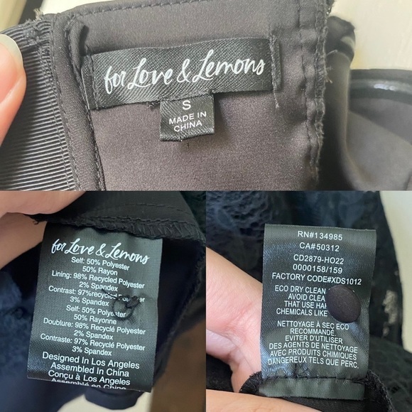 FLL Dress Regina Mini Lace Satin Strapless Cutout Babydoll Underwire Black S GUC - Picture 5 of 10